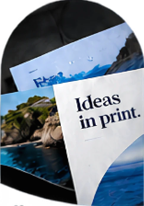 Postcard printed with 'Ideas in print'