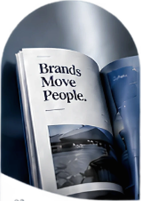 Corporate stationery set reading 'Brands Move People'